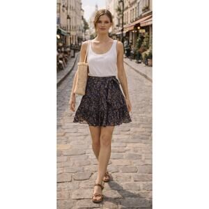 Ulla Johnson Zea Silk Blend Mini Skirt Belted Ruffle Size 2 NWT